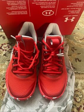 Under Armour Kids Red Mesh Lace-Up Athletic Sneakers